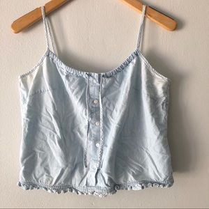 Boxy chambray button up tank top